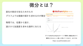 ѧե
΢֤Ȥϣ
仯θϤ֪뤿Τ
ϤǤϽӾ΃AΤ΢
Ǥϡλä٤
٤ٶȤˤ
33
դWolframAlphaΥک`Ǻg軭ޤ
|ȤФ˴𤨤Ƥޤ
https://ja.wolframalpha.com/
 