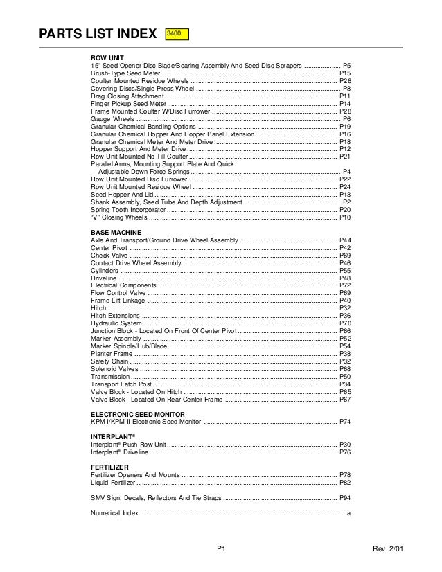 Kinze 3400 parts catalog