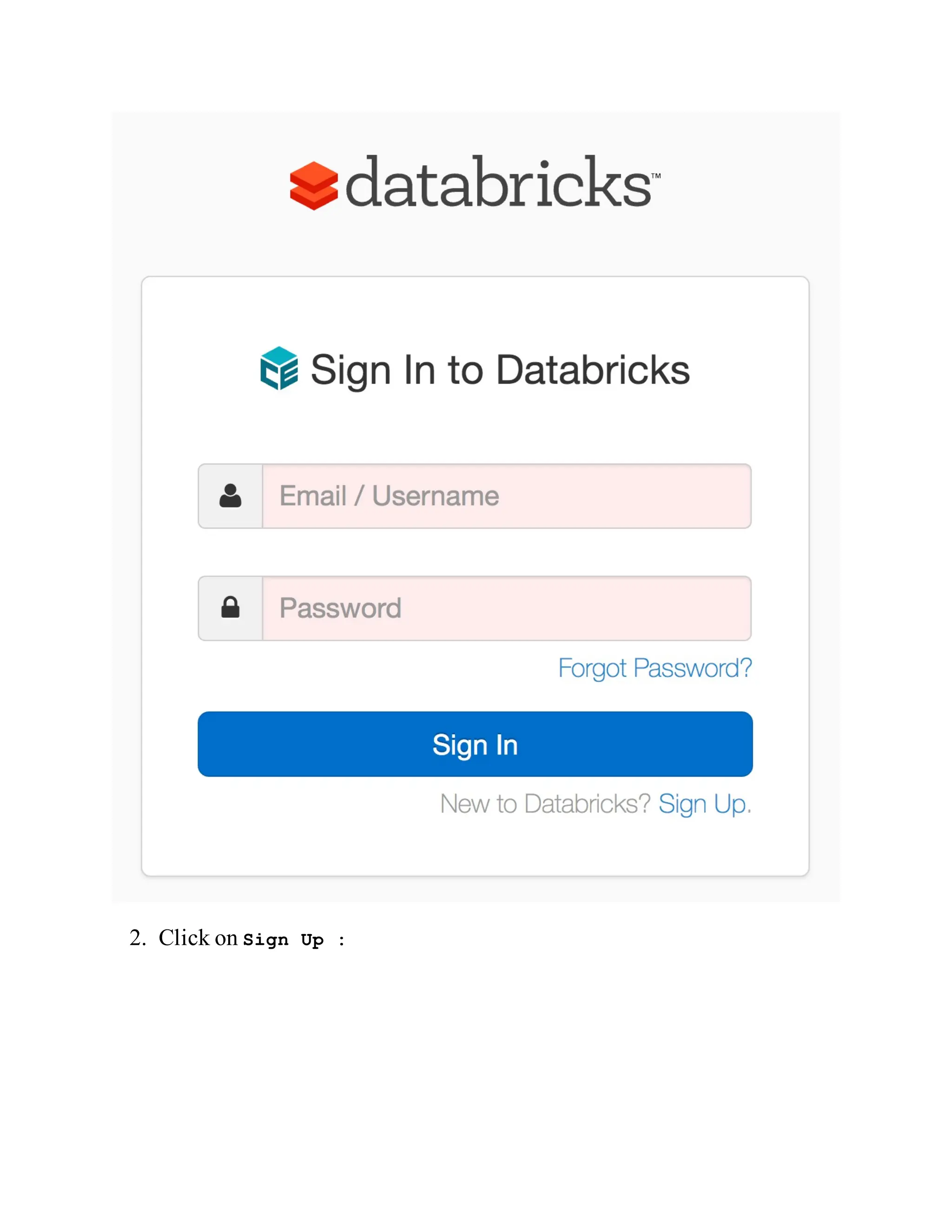 2. Click on Sign Up :
 