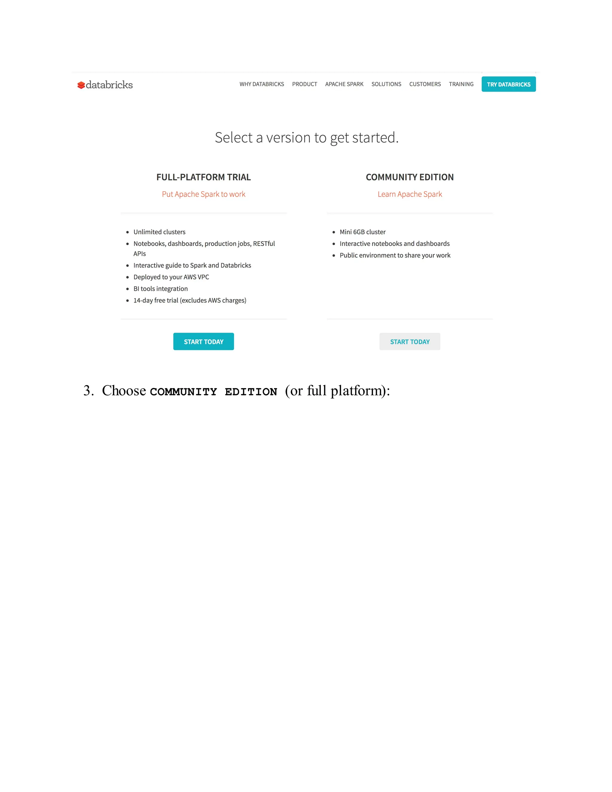 3. Choose COMMUNITY EDITION (or full platform):
 