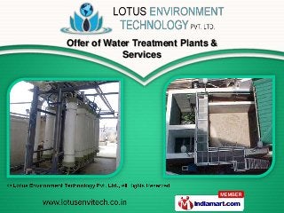 Offer of Water Treatment Plants &
            Services
 