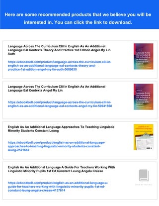 English As An Additional Language In The Early Years Linking Theory To ...