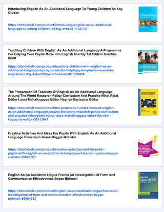 English As An Additional Language In The Early Years Linking Theory To ...