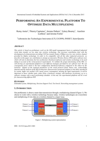 PERFORMING AN EXPERIMENTAL PLATFORM TO OPTIMIZE DATA MULTIPLEXING | PDF
