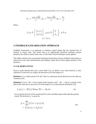 FEEDBACK LINEARIZATION AND BACKSTEPPING CONTROLLERS FOR COUPLED TANKS | PDF