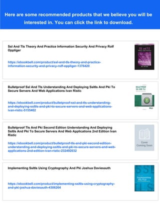 Ssl And Tls Theory And Practice 2nd Rolf Oppliger | PDF