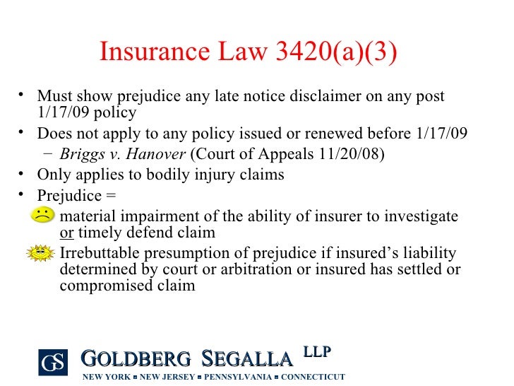 NY Disclaimers and Late Notice NY Disclaimers and Late Notice