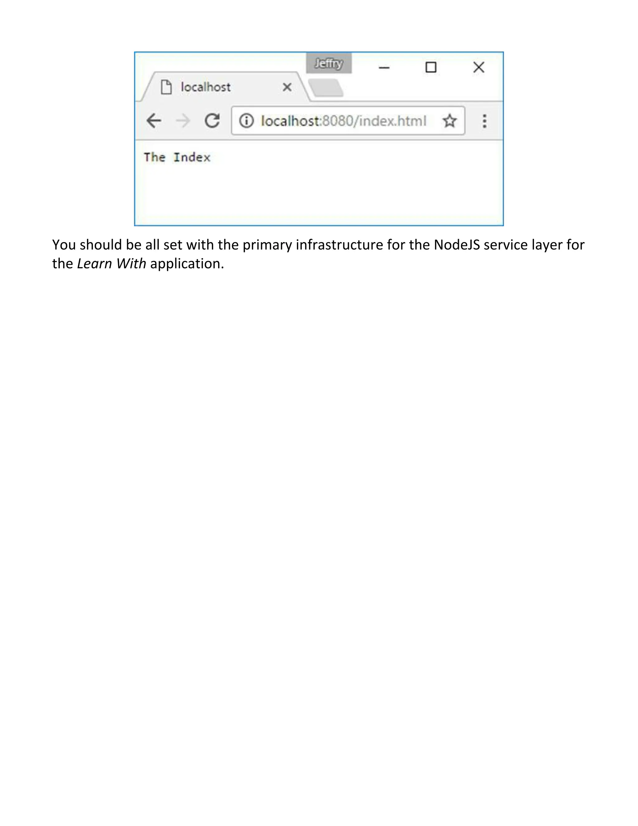 You should be all set with the primary infrastructure for the NodeJS service layer for the Learn With application. 