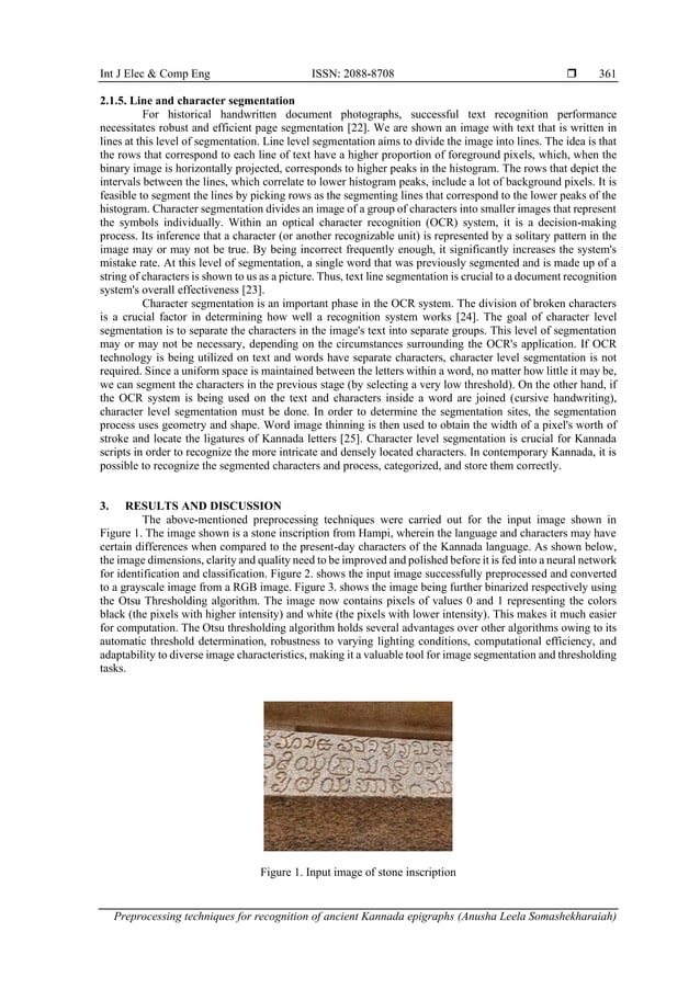 Preprocessing techniques for recognition of ancient kannada epigraphs pdf