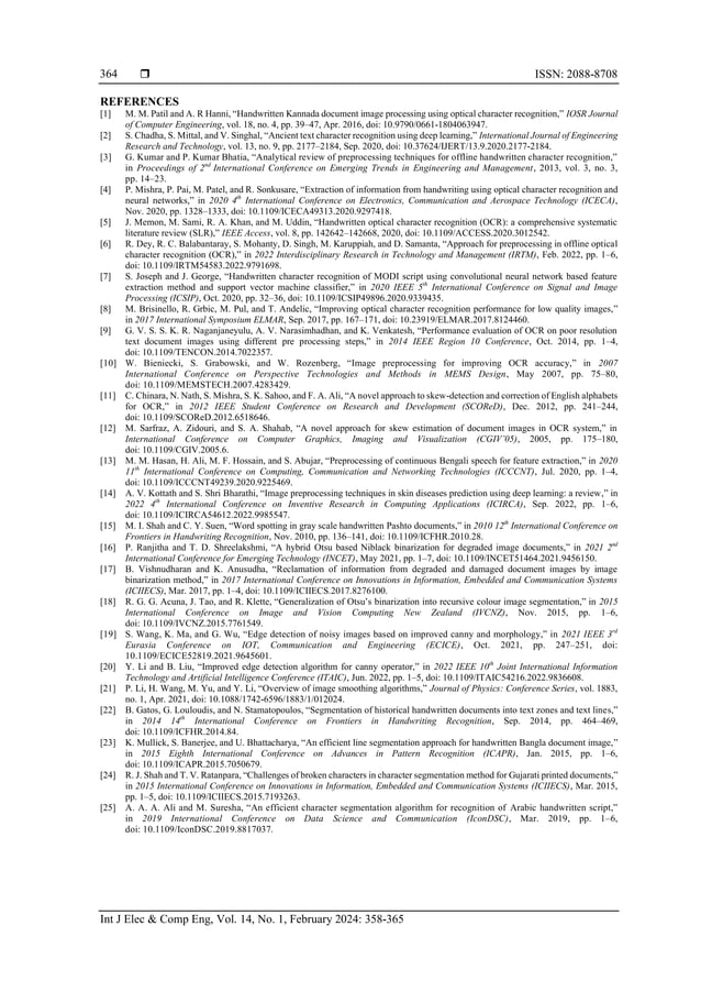 Preprocessing techniques for recognition of ancient kannada epigraphs pdf