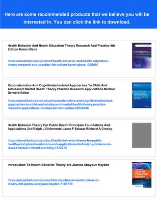 Health Behavior Theory Research And Practice 5th Edition Karen
