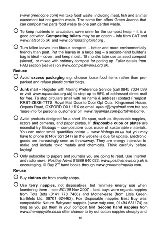 IRUVDIHFFOHURXWHV
      DQGZZZZKFFOHFRXNZZZELNHIRUDOOQHW DQG( 1RYIRU
      LQIR RQ ELNHV $ WUDLOHU HQDEOHV RX WR FDUU ORDGV ± VHH HJ
      ZZZFDUUIUHHGRPFRP ŠRUZZZELNHVDQGWUDLOHUVFRP
    ™ 0RYLQJ KRXVH RU FKDQJLQJ RXU MRE $LP WR OLYH ZLWKLQ ZDONLQJ RU
      FFOLQJGLVWDQFHRIRXUSODFHRIZRUN
    ™ 8VHSXEOLFWUDQVSRUW 7UDYHOLQHLVKHOSIXOIRUEXVFRDFKXQGHUJURXQG
      IHUUDQGRUWUDLQ±ZZZWUDYHOLQHRUJXN RU 
    ™ ,I RX UDUHO QHHG D FDU KLUH UDWKHU WKDQ EX RQH WKHQ RX ZRQ¶W EH
      WHPSWHGWRXVHLWXQQHFHVVDULO2UWURXWDFDUIUHHSHULRG
{ $YRLG DLU WUDYHO LI DW DOO SRVVLEOH ± LW DGGV KXJHO WR RXU FDUERQ
    IRRWSULQWVHHFSDJH 