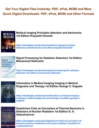Radiation Detectors for Medical Imaging 1st Edition Jan S. Iwanczyk ...