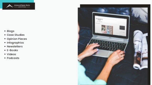 Blogs
Case Studies
Opinion Pieces
Infographics
Newsletters
E-Books
Videos
Podcasts
 