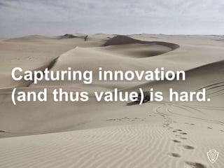 Capturing innovation
(and thus value) is hard.
 
