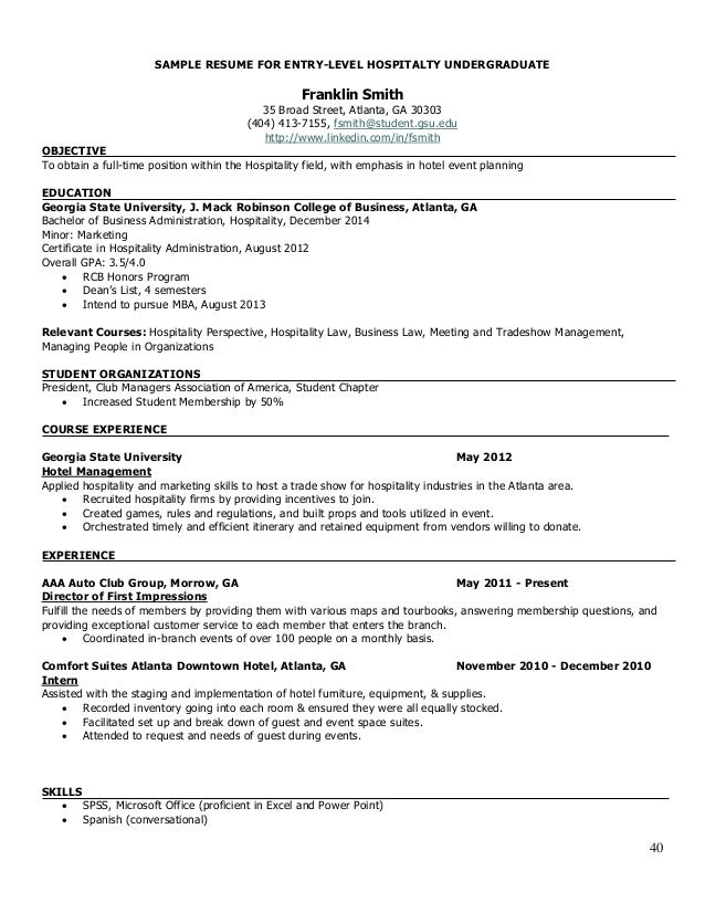 entry level mba resumes