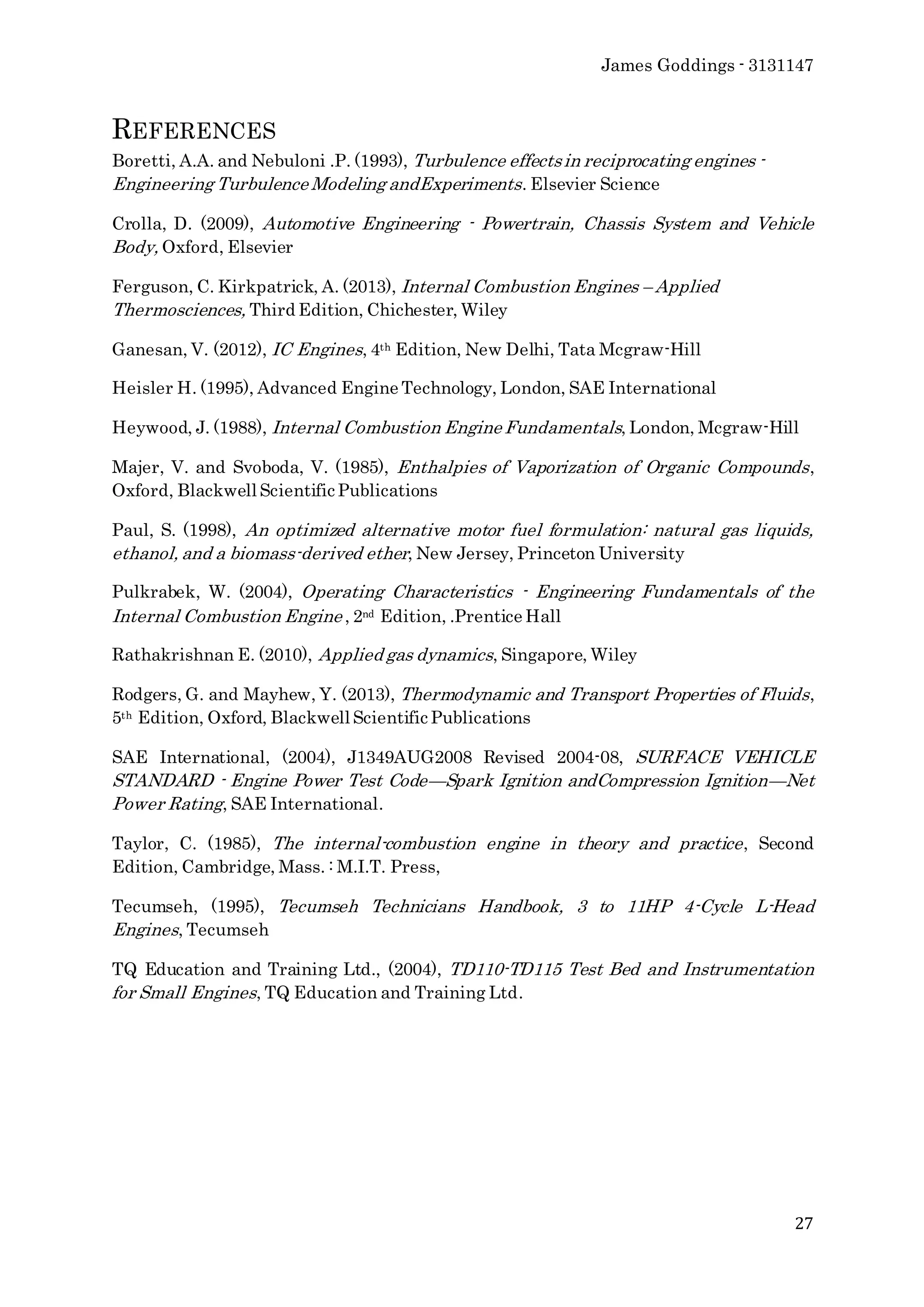 Internal Combustion Engine Performance Characteristics Final Compressed ...