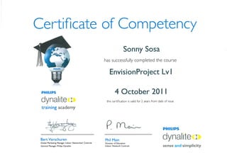 Philips_Dynalite Envision Project LvI Certificate