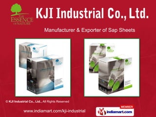 Manufacturer & Exporter of Sap Sheets




© KJI Industrial Co., Ltd., All Rights Reserved


             www.indiamart.com/kji-industrial
 