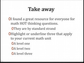 Hot Math Question HOT- Levels of questions (1) | PPTX