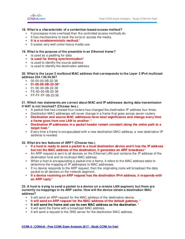 Ccna 1 Chapter 5 Exam Answers