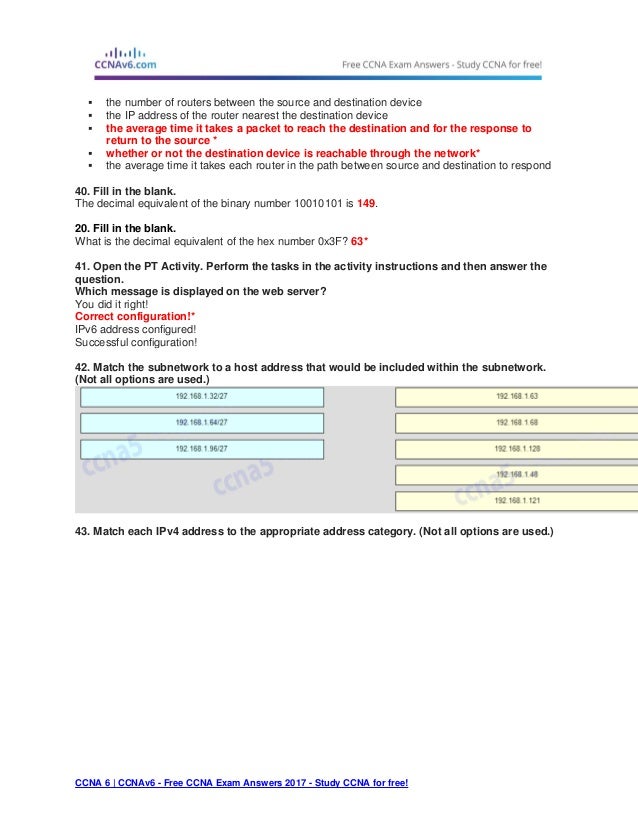 Ccna 1 Chapter 8 Exam Answers