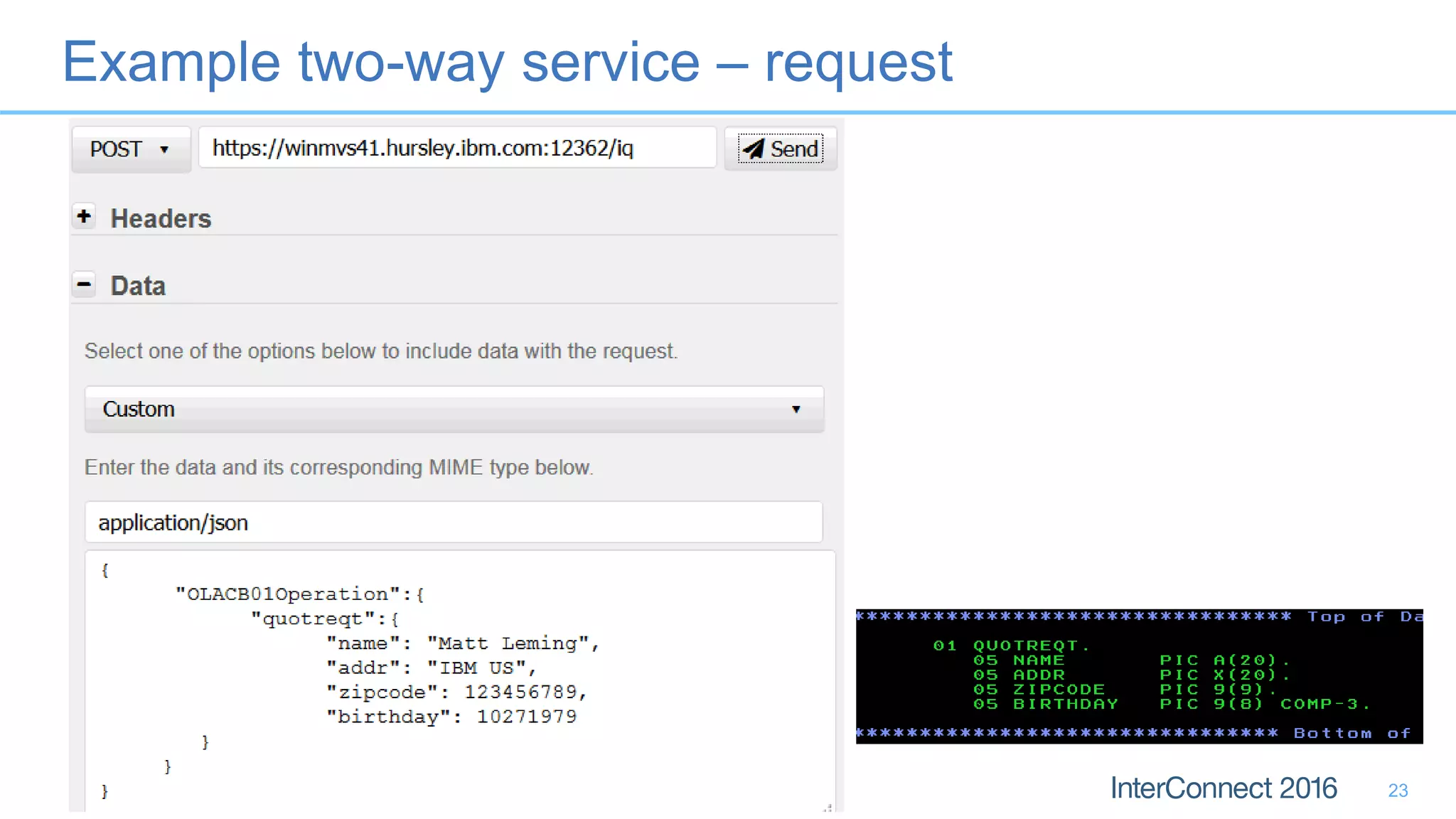 Example two-way service – request
23
 