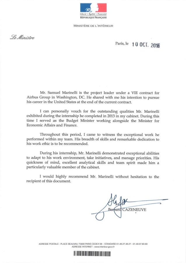 recommendation letter french prime minister bernard cazeneuve minister recommendation letter
