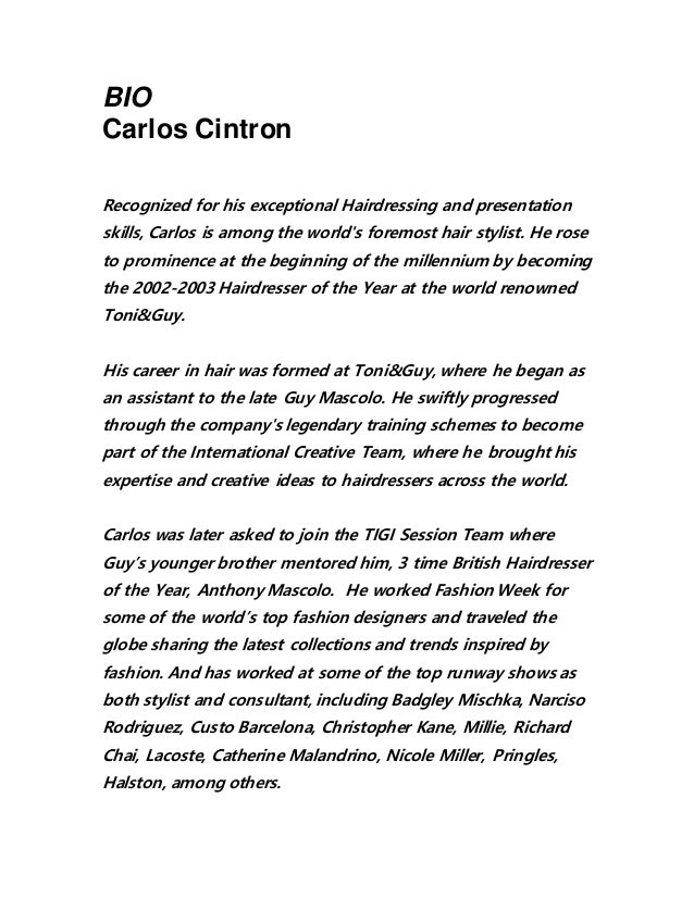 Bio Carlos Cintron 2016
