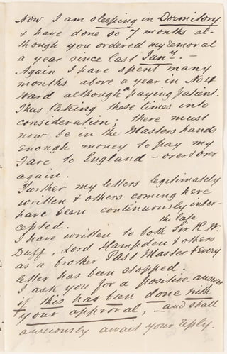 Letters from patients, 1890s [Callan Park Mental Hospital]