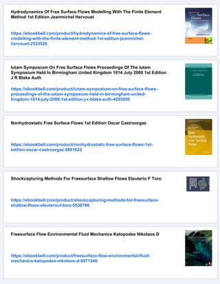 Free Surface Flows And Transport Processes 36th International School Of ...