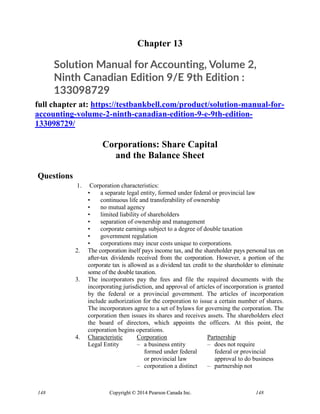 Solution Manual for Accounting, Volume 2, Ninth Canadian Edition 9/E 9th Edition : 133098729 | PDF