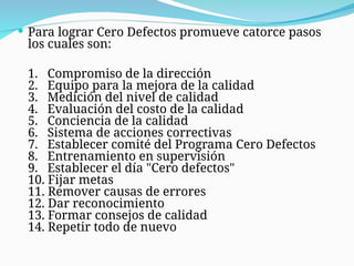 Programa Cero Defectos Gestión de la Calidad de Paul James (presentación) | PPT