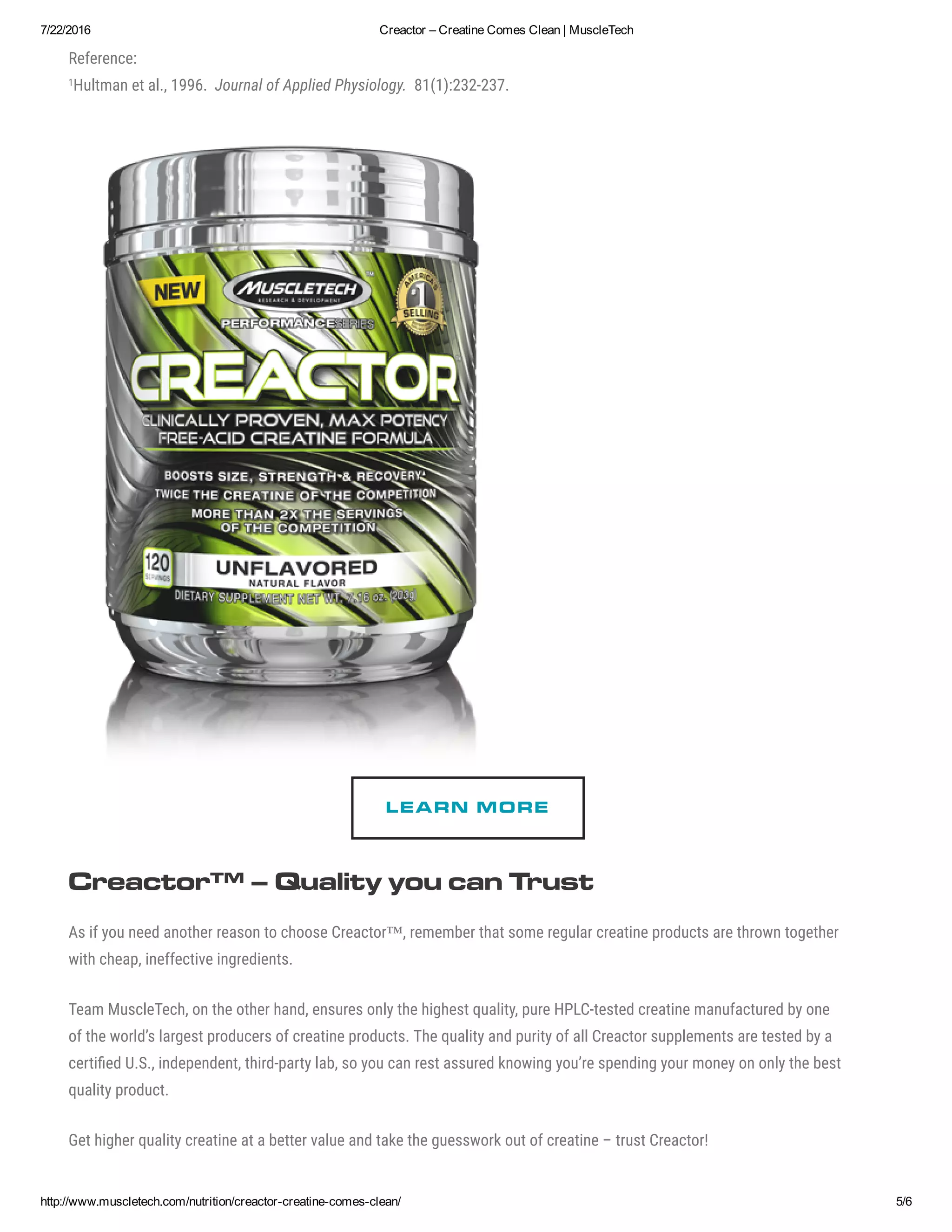 Creactor – Creatine Comes Clean _ MuscleTech | PDF