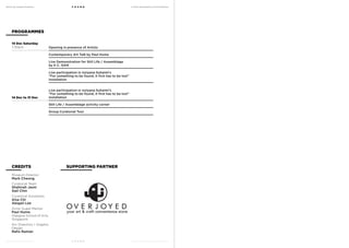 MoCA @ Loewen Presents
MoCA @ Loewen Presents
F O U N D
F O U N D
A Multi-Disciplinary Arts Exhibition
A Multi-Disciplinary Arts Exhibition
PROGRAMMES
CREDITS SUPPORTING PARTNER
14 Dec Saturday
7.30pm
14 Dec to 31 Dec
Opening in presence of Artists
Contemporary Art Talk by Paul Hume
Still Life / Assemblage activity corner
Group Curatorial Tour
Live Demonstration for Still Life / Assemblage
by K.C. GAN
Live participation in Izziyana Suhaimi’s
“For something to be found, it first has to be lost”
installation
Live participation in Izziyana Suhaimi’s
“For something to be found, it first has to be lost”
installation
Museum Director
Mark Cheong
Curatorial Team
Shahirah Jasni
Gail Chin
Curatorial Assistants
Alsa Chi
Abigail Lee
Artist Guest Mentor
Paul Hume
Glasgow School of Arts,
Singapore
Art Direction | Graphic
Design
Rafiz Raman
 