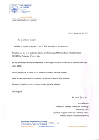 material science reference letter