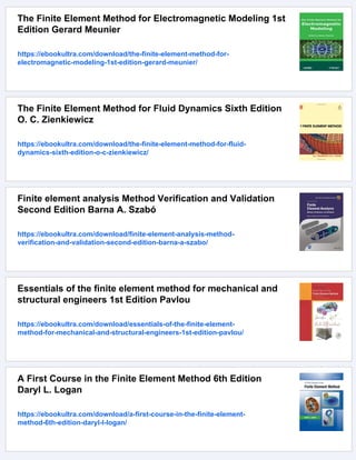 The finite element method basic concepts and applications 2nd ed ...