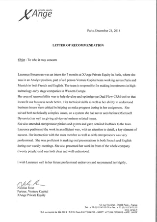 Letter of recommendation Laurence