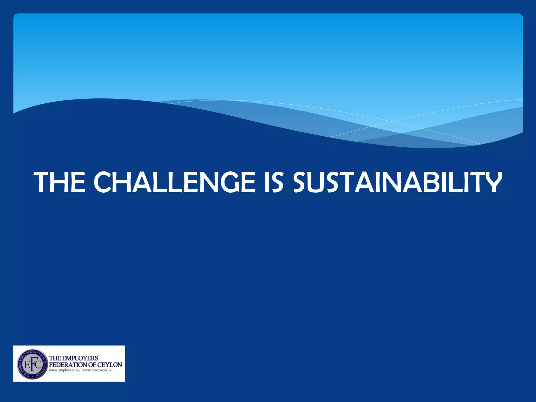 THE CHALLENGE IS SUSTAINABILITY
 