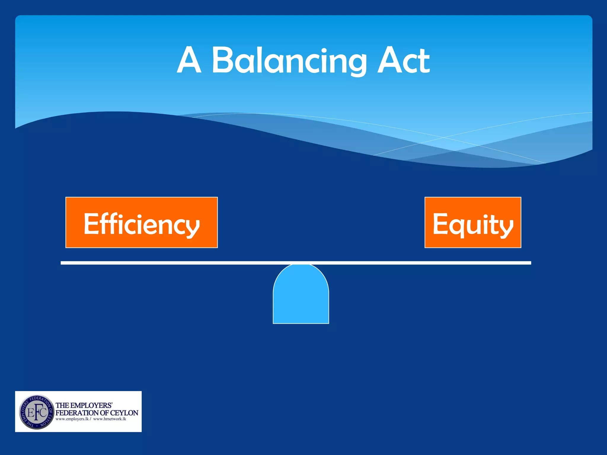A Balancing Act
Efficiency Equity
 