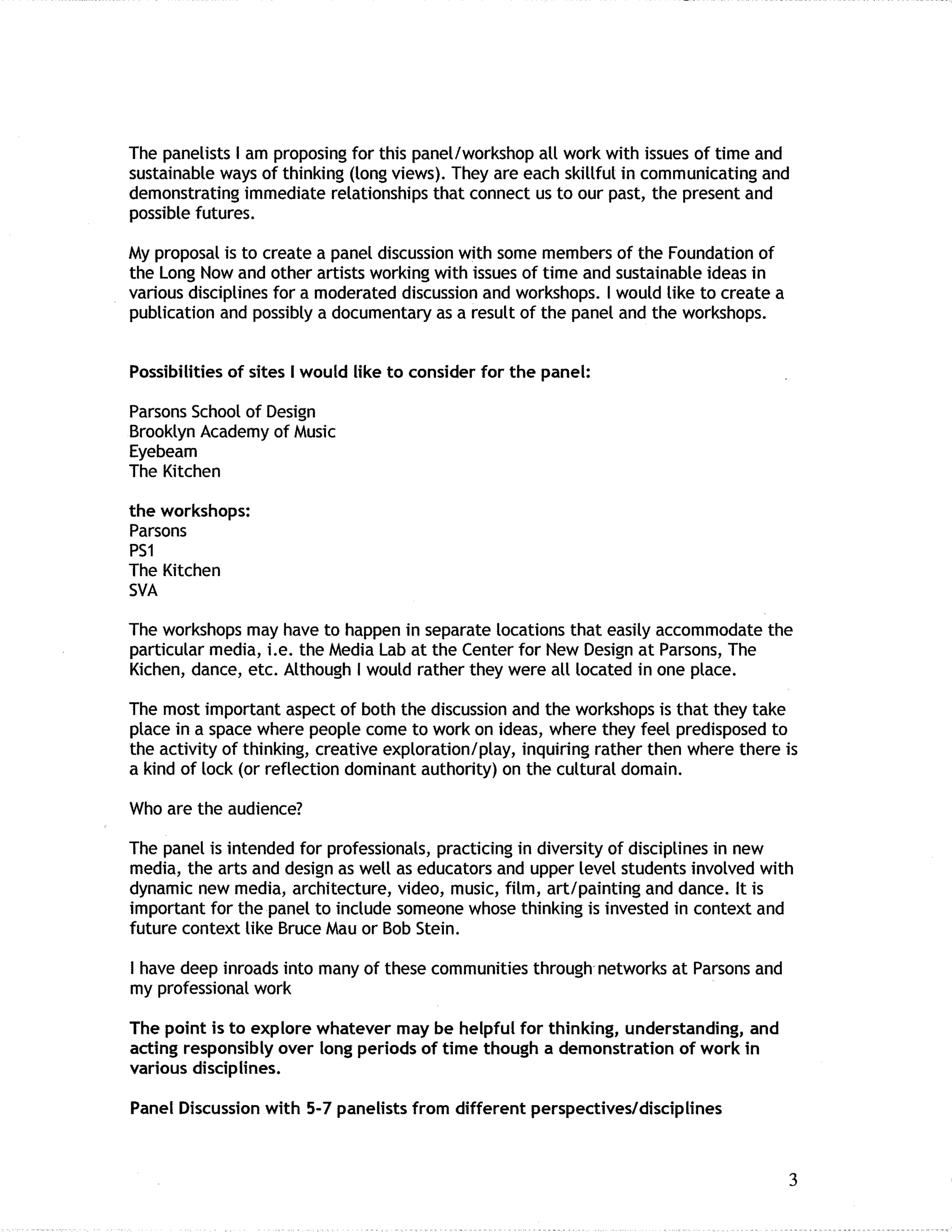 PROPOSAL TIME AND RESPONSIBILITY 