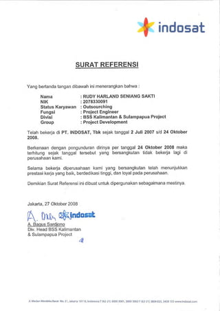 Reference Letter PT. Indosat, Tbk