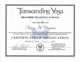 Chastain YTT 200-Hour Certificate