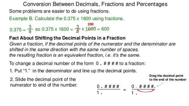34 conversion between decimals, fractions and percentages
