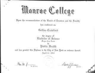 Monroe college Transcript page #2