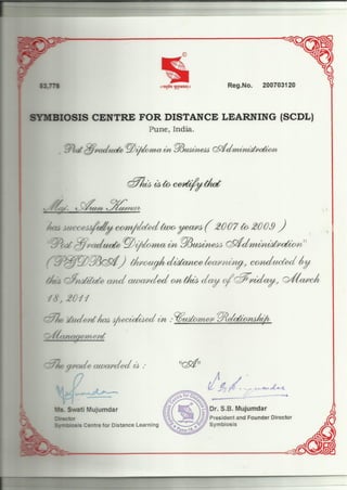 PGDBA Certificate