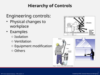 First Level Permanent Control Remember, Personal Protective Equipment is the last level of control ...