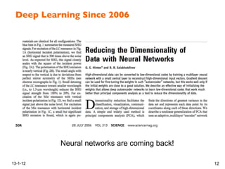Deep Learning Since 2006!
13-1-12 12
Neural networks are coming back!
 
