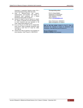 Influence of drugs on orthodontic tooth movement | PDF