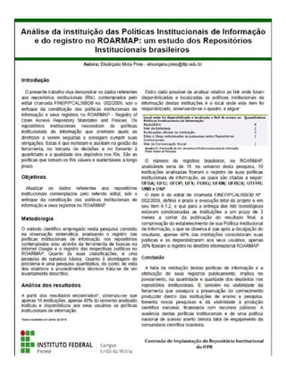 Análise da instituição das políticas institucionais de informação e do registro no ROARMAP: um estudo dos repositórios institucionais brasileiros - CONFOA 2017